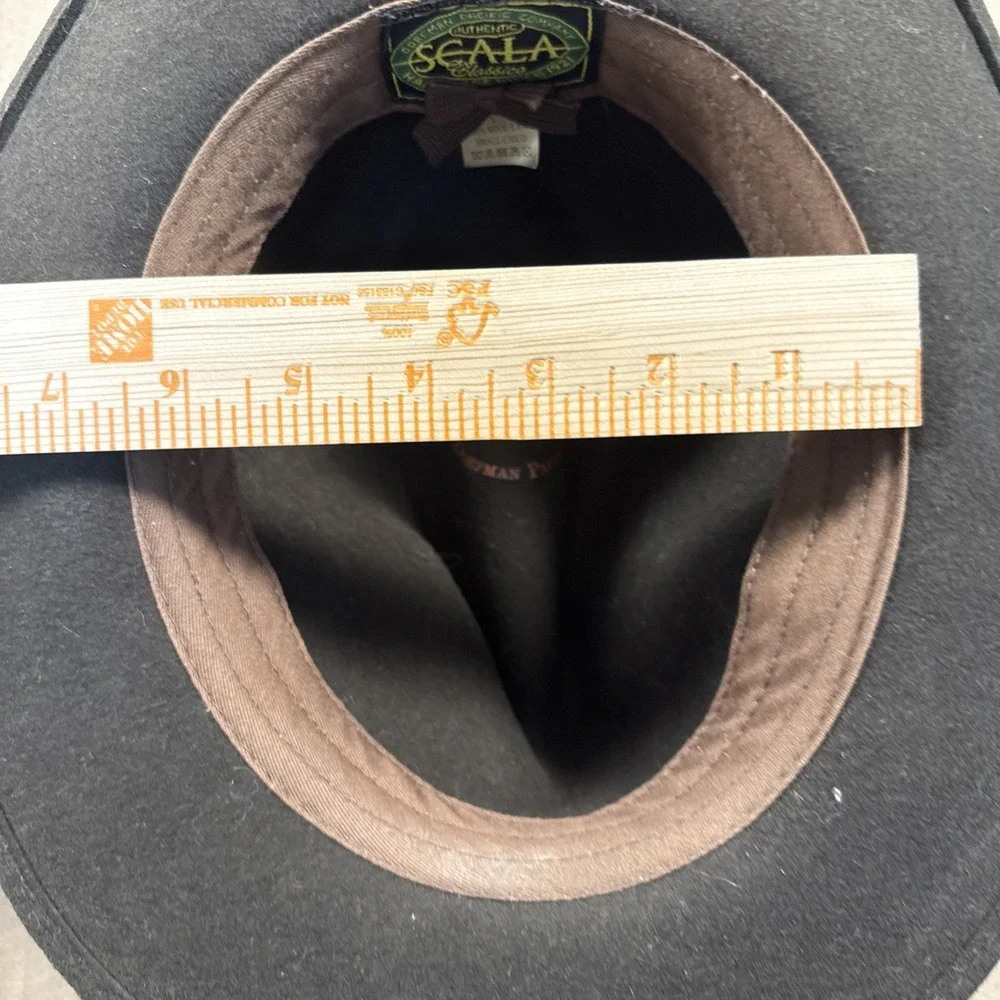 Scala Dorfman Pacific 100% Wool Felt Brown Hat Small Very Good Condition Fedora - Picture 9 of 9